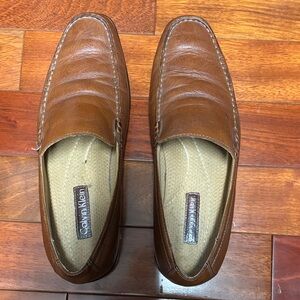 Calvin Klein Men's Tan Leather Slip-Ons